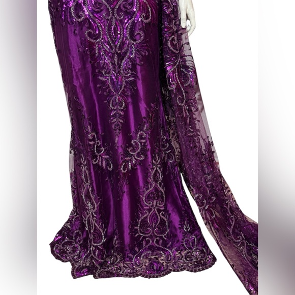 Unbranded Glamorous Elegant Purple Sequined/Jeweled Evening Formal Gown - Picture 6 of 16